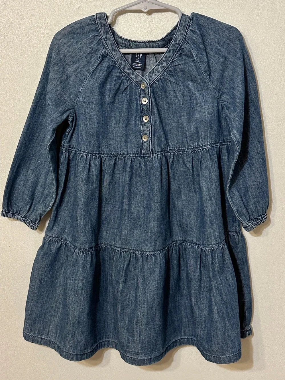 NWOT GAP Girls' Denim Tiered Dress in Dark Blue size 4T